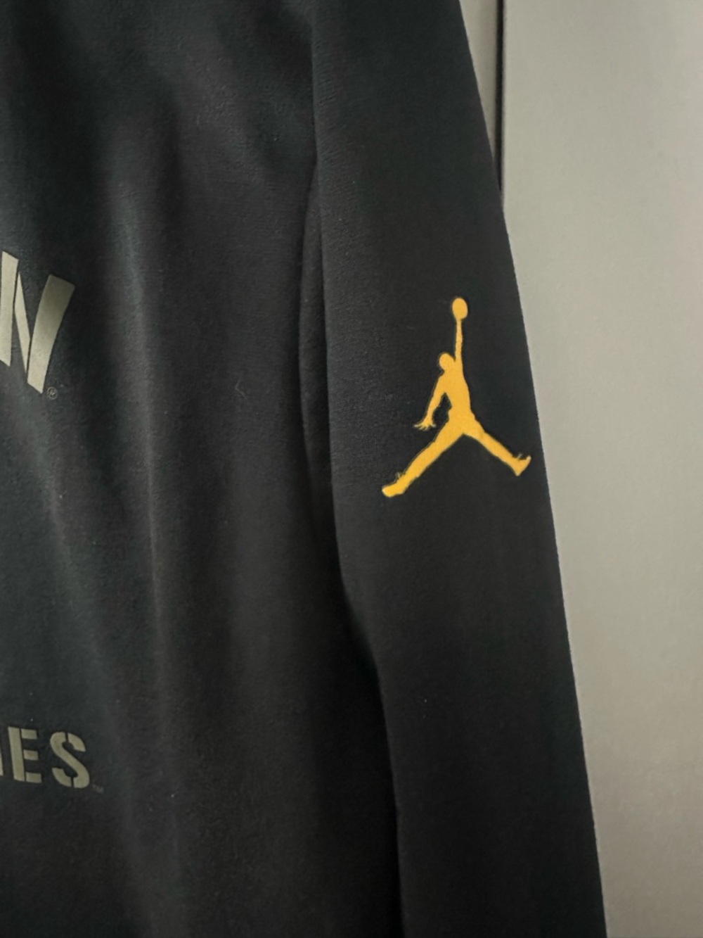 Jordan Men’s Black Michigan Wolverines  Sweatshirt with Olive Camo Trim - Picture 5 of 5